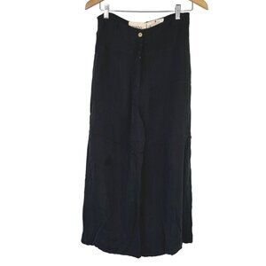 Rakha Pants Size Medium Cupro Wide Leg Trouser  Silky High Rise Light Black